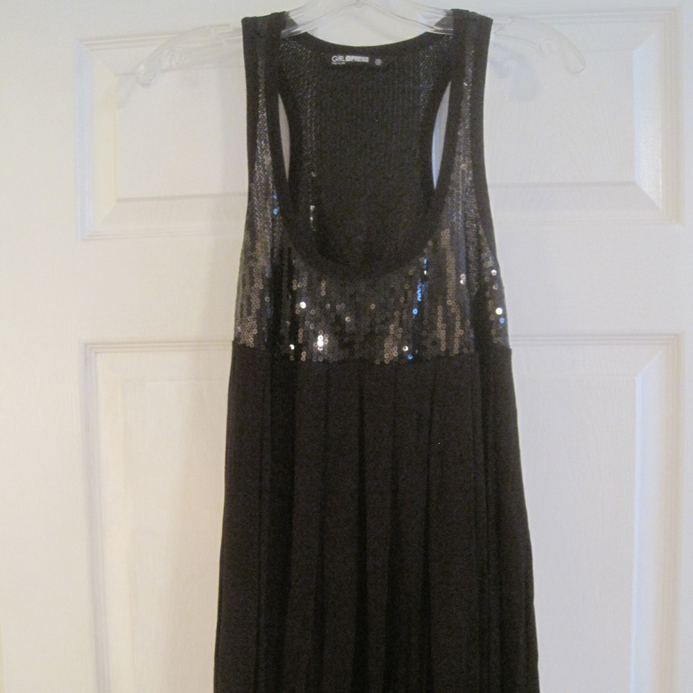 GIRL XPRESS BLACK BUBBLE HEM TOP WITH SEQUINS